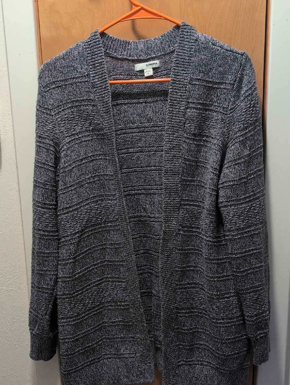 Sonoma Heather Blue Open-Front Knit Cardigan